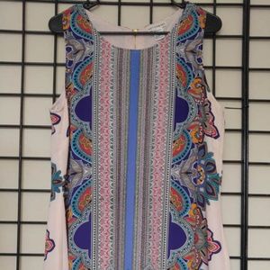 Artisan NY Bold Print Rose Pink Tunic Mini Dress